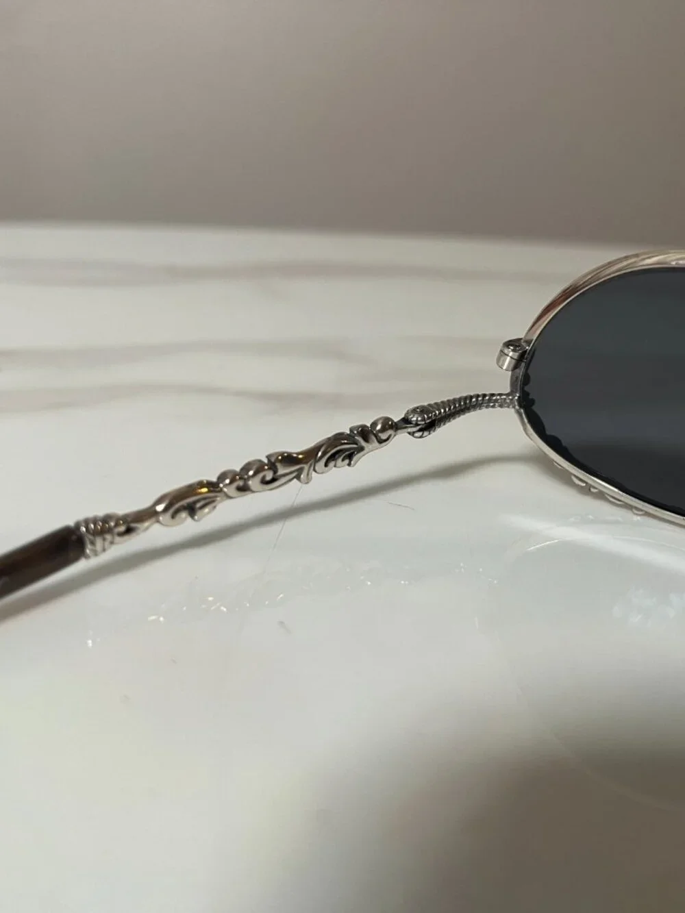 Brighton Vintage Silver Filigree Oval Sunglasses + Case